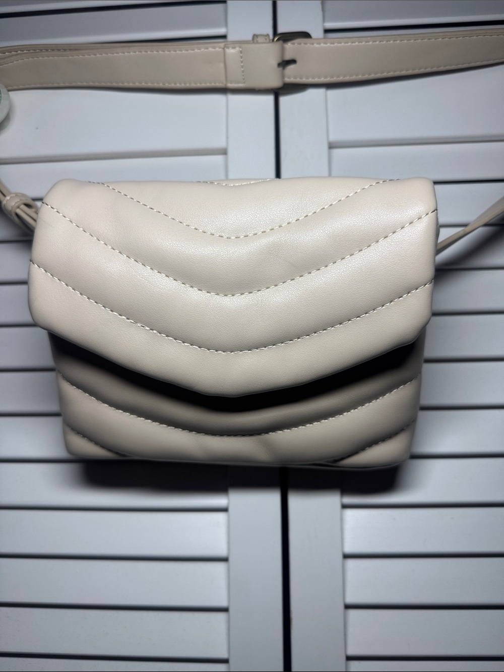 The Drop Beige Quilted Women's Crossbody Belt Bag